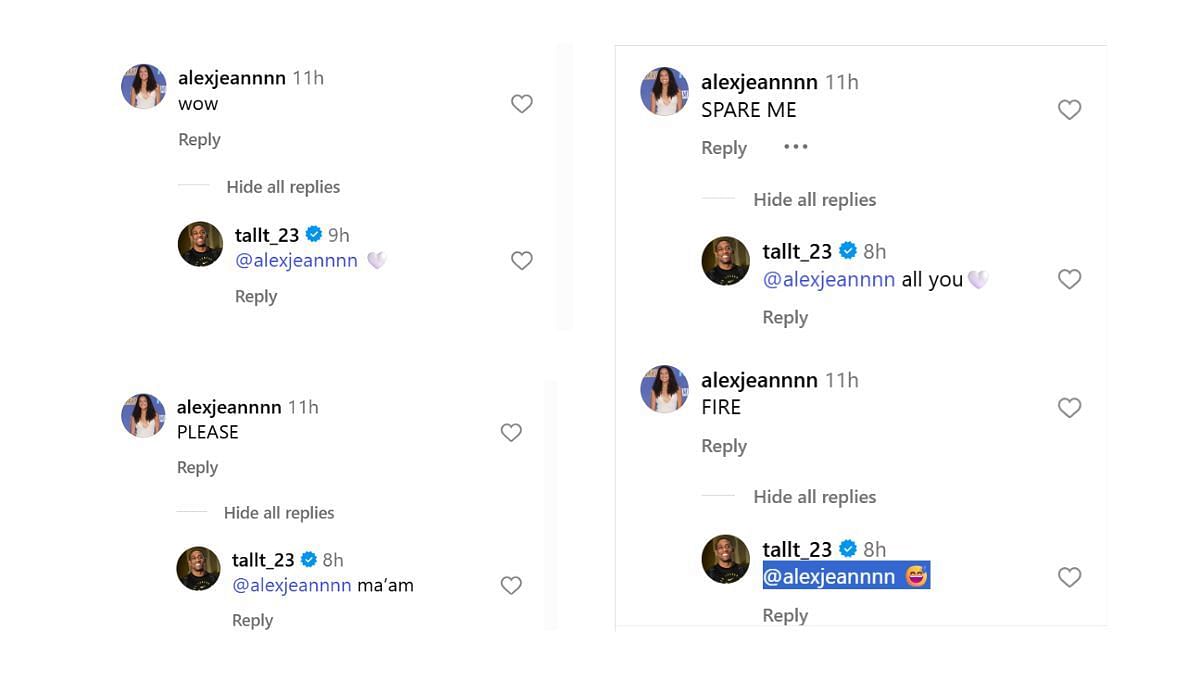 Trey Jemison and Alex Jean Glover go back and forth in the comments section